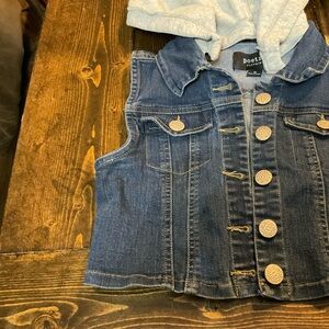 Poetry Kids Denim Vest with Gray Hood